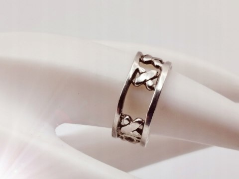 Srebrny damski pierścionek/obrączka ażurowa XXX IKSY roz. 13/14 VINTAGE