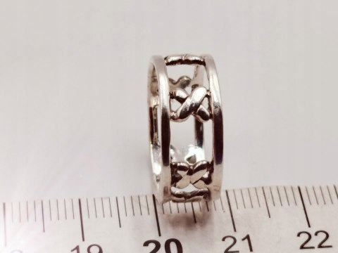 Srebrny damski pierścionek/obrączka ażurowa XXX IKSY roz. 13/14 VINTAGE