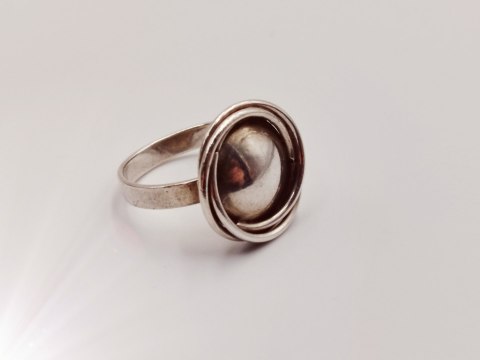 Piękny autorski stary damski srebrny pierścionek r.12 KOŁO DRUCIKI VINTAGE