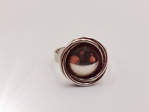 Piękny autorski stary damski srebrny pierścionek r.12 KOŁO DRUCIKI VINTAGE