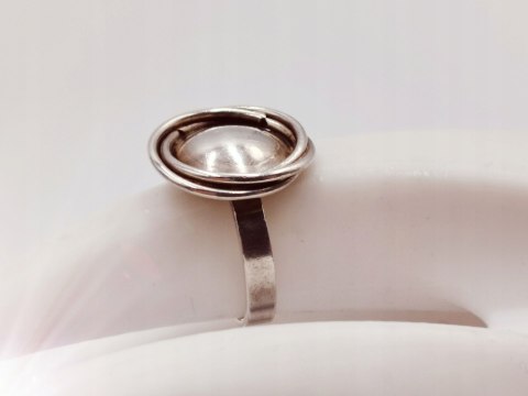 Piękny autorski stary damski srebrny pierścionek r.12 KOŁO DRUCIKI VINTAGE