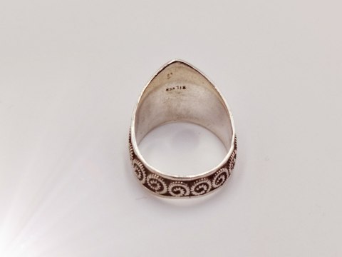 Piękny autorski stary damski srebrny pierścionek/obrączka r.10/11 EMALIA