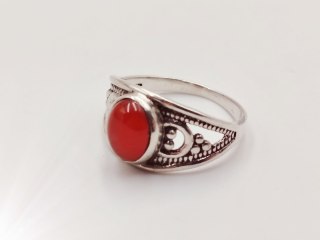 Piękny srebrny damski ażurowy pierścionek KARNEOL r.13 VINTAGE biżuteria