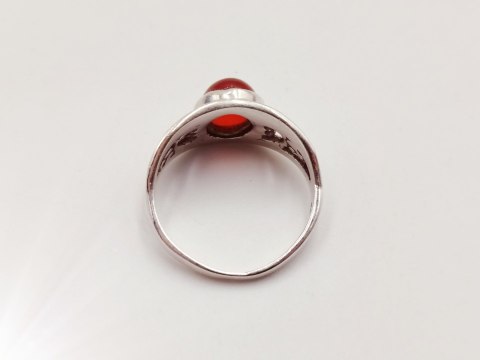 Piękny srebrny damski ażurowy pierścionek KARNEOL r.13 VINTAGE biżuteria