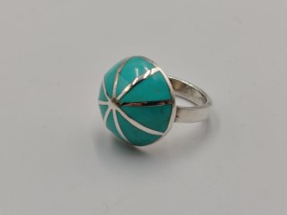 Piękny srebrny damski pierścionek KOPUŁKA TURKUS r.15/16 VINTAGE biżuteria