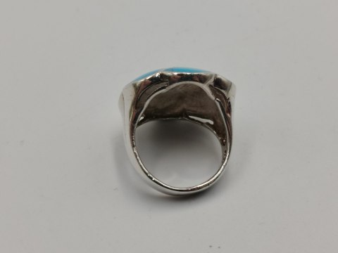 Piękny srebrny damski pierścionek KWIAT TURKUS r.12/13 VINTAGE biżuteria