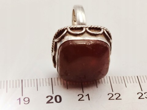 Piękny stary srebrny damski pierścionek BURSZTYN r.12 biżuteria VINTAGE