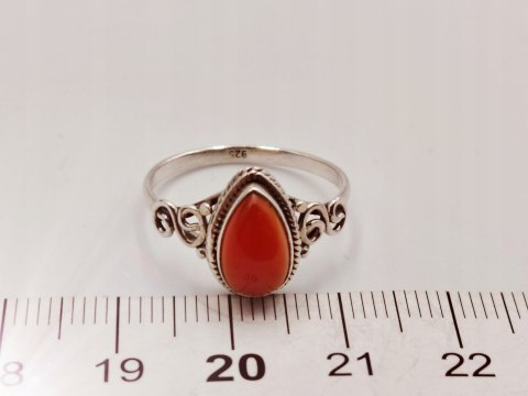 Piękny stary srebrny damski pierścionek KARNEOL r.16 VINTAGE biżuteria