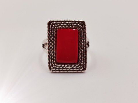 Srebrny damski pierścionek KORAL "PROSTOKĄT" r.17 VINTAGE biżuteria srebro